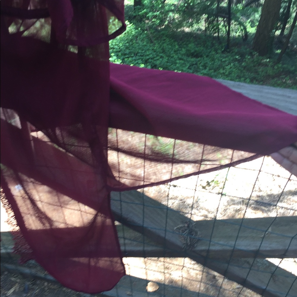 Time and Tru raspberry chiffon and lace duster burgundy jacket - Picture 8 of 11
